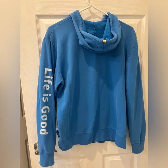 Life Is Good Blue Full Zip Hooded Sweatshirt - Picture 1 of 4